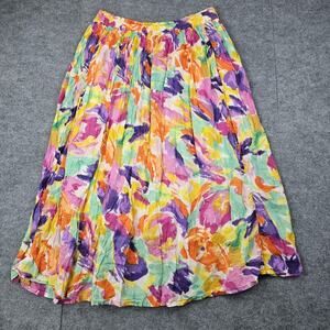 Vintage Blue Cabana Skirt Womens Large Rainbow Art To Wear Lightweight Colorful